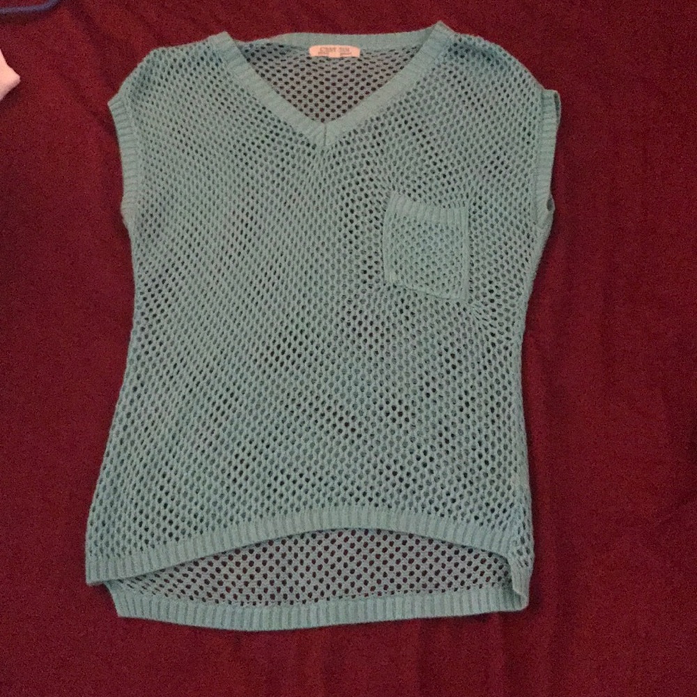 Tourquise fish net sweater top